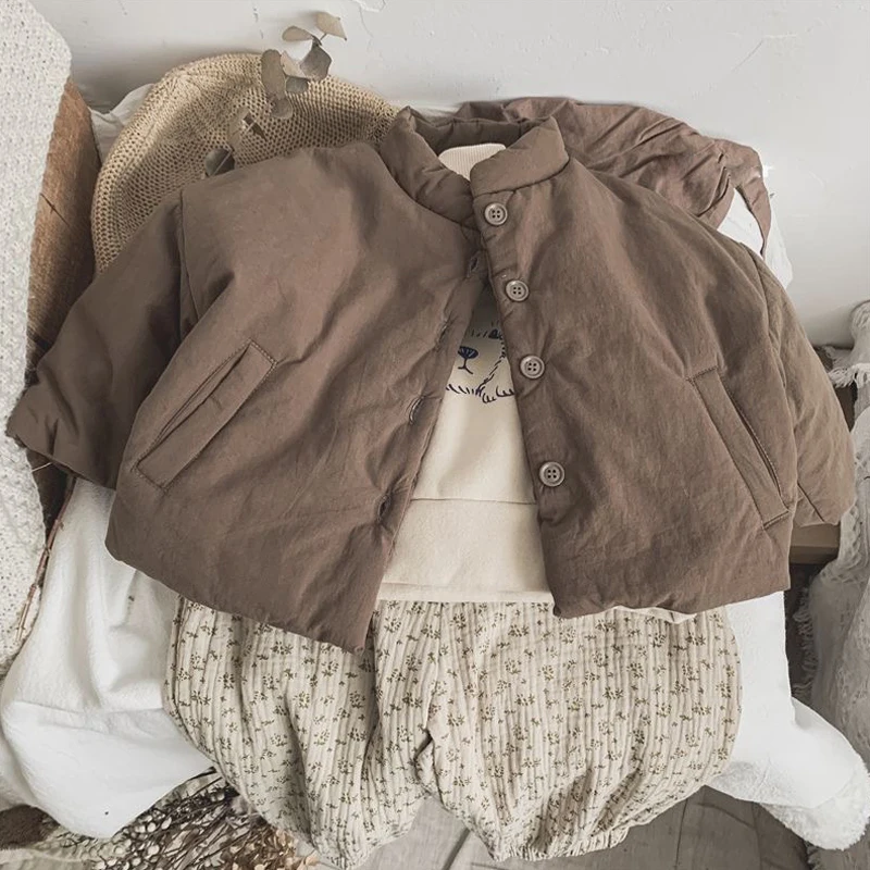 Зимняя одежда для девочек универсальная куртка на хлопковой подкладке в стиле
