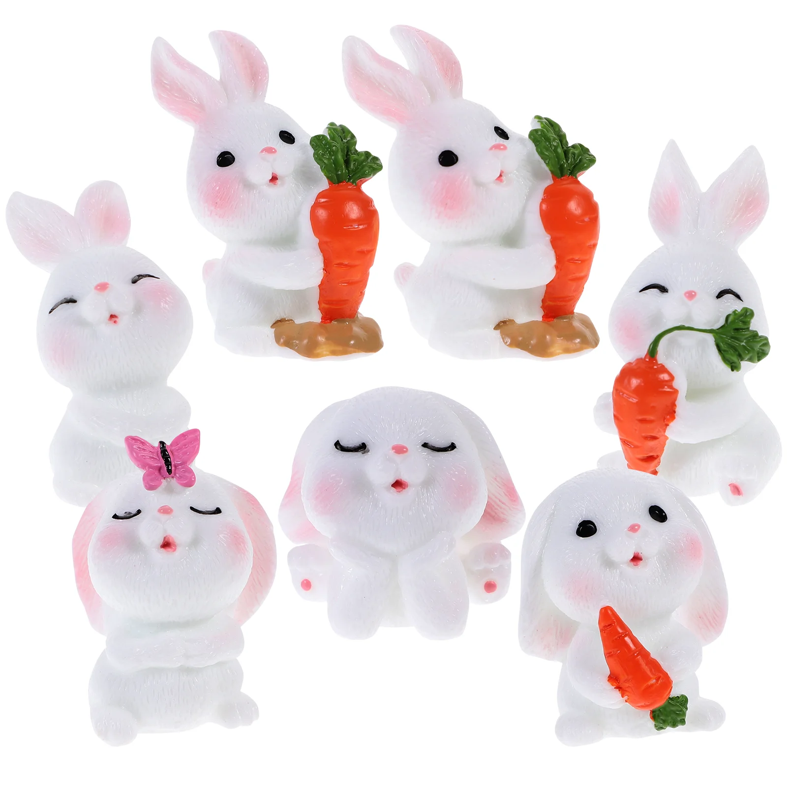 

Bunny Rabbit Figurinesmicro Home Resin Miniature Statues Desktop Cartoonfigurine Landscape Small Zodiac Decorations