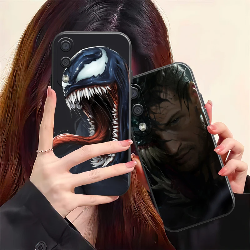 

Marvel Venom Phone Case For Samsung Galaxy S8 S9 S10 S10E S20 S21 FE S21 Plus Back Silicone Cover Black Liquid Silicon Carcasa