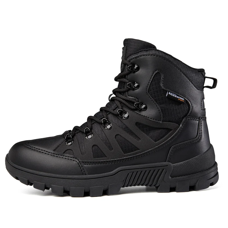HIKEUP Men's Winter Boots Outdoor Wild Military Boots Practice Field Training Hiking Shoes High Top Anti-Slip Wear-Resistant