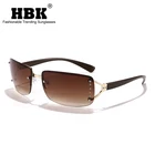 HBK новые изысканные роскошные сексуальные женские квадратные солнцезащитные очки без оправы с бриллиантами прозрачные очки UV400 Модные женские очки для вождения на открытом воздухе
