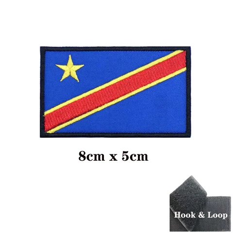 Пластыри с флагом Конго, нарукавная повязка, вышитая нашивка на липучке, вышивка с помощью утюга, военная полоса