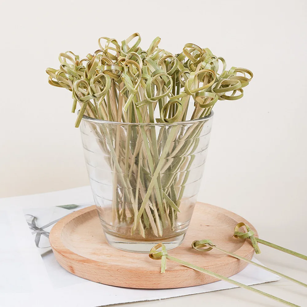 

Bamboo Stick Cocktail Picks Bamboo Skewers With Looped Knot Food Picks Party Toothpicks for Cocktail Drinks,Barbecue Snacks