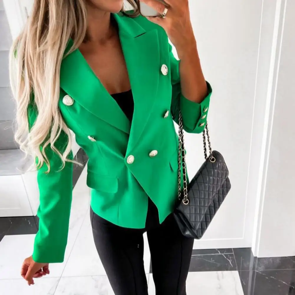 

Suit Jacket Flap Pockets Regular Length Warm Autumn Office Lady Lapel Formal Suit Jacket Women Blazer Female Clothing
