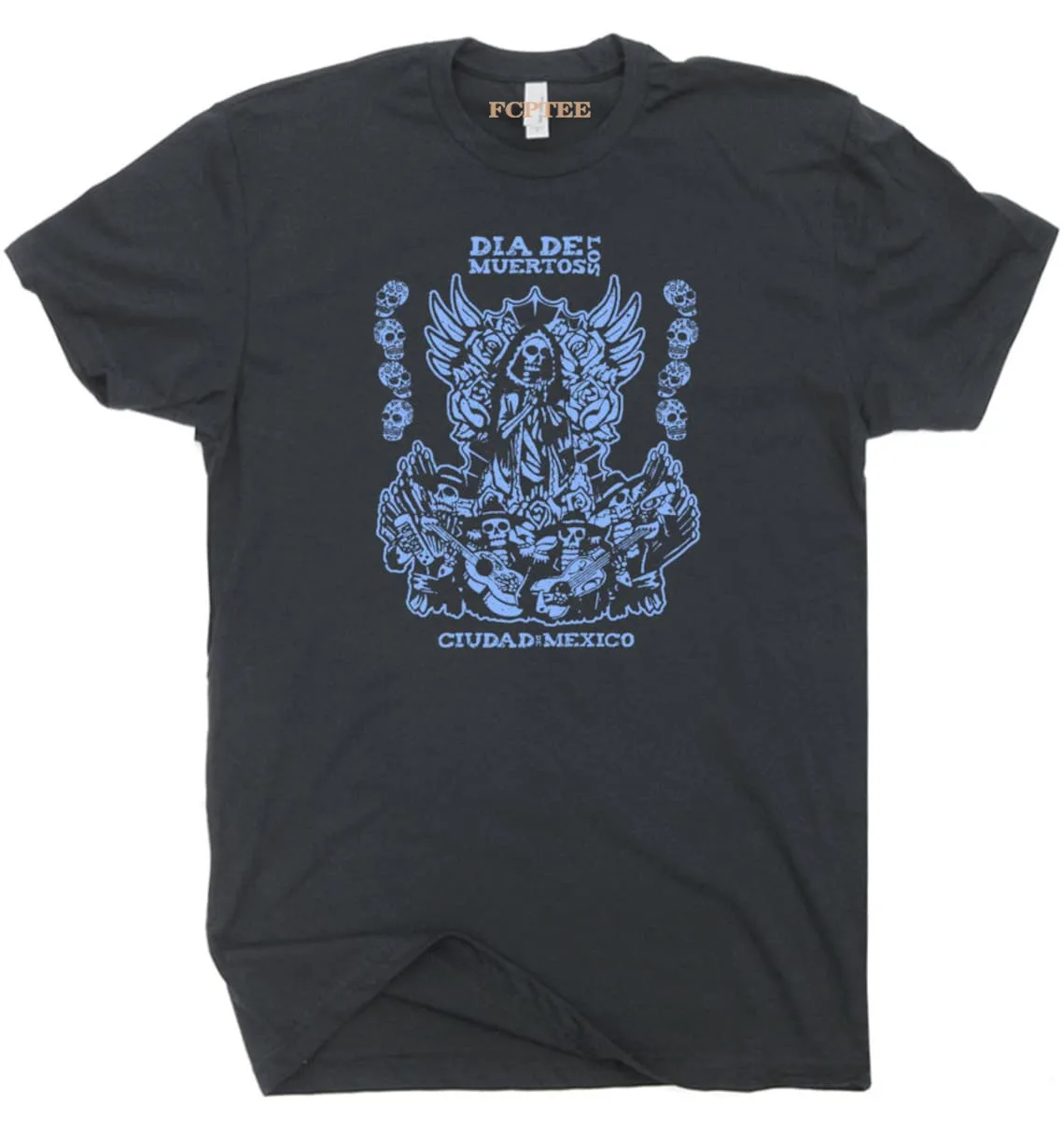 

Футболка унисекс с рисунком «День мертвых», Мужская школьная рубашка с рисунком сахарного черепа, с цитатой ворона, с кроликом