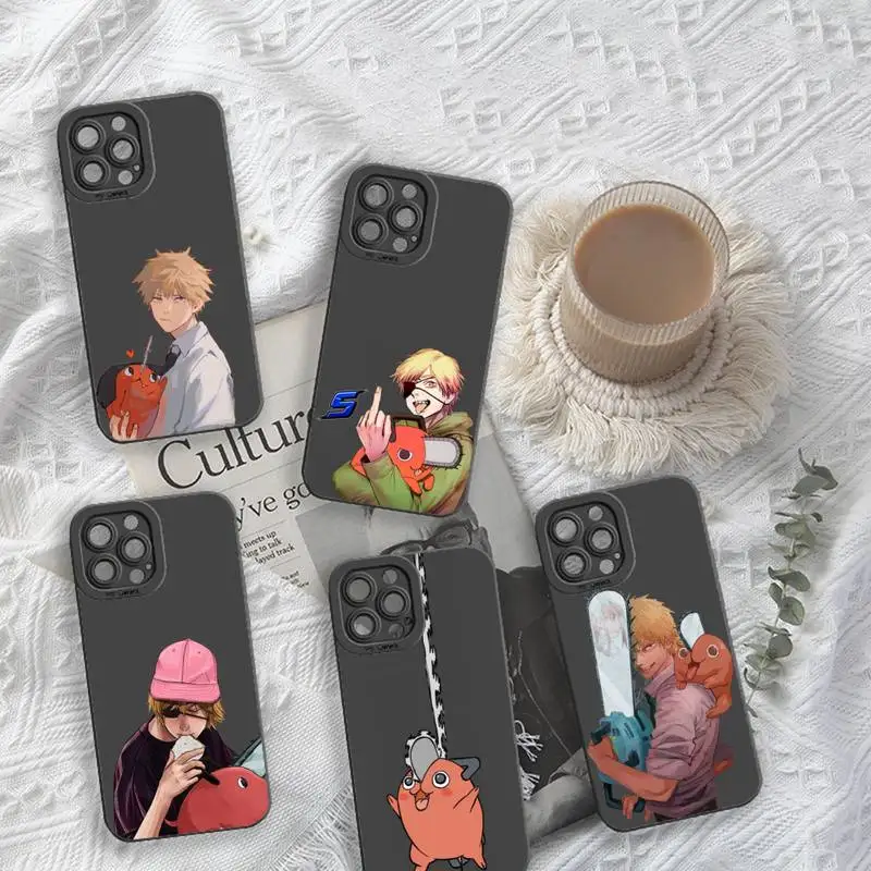 

Anime Chainsaw Man Cartoon Phone Case For iPhone 13 12 11 Pro MAX Mini X XS XR 7 8 Plus Camera Lens Liquid Silicone