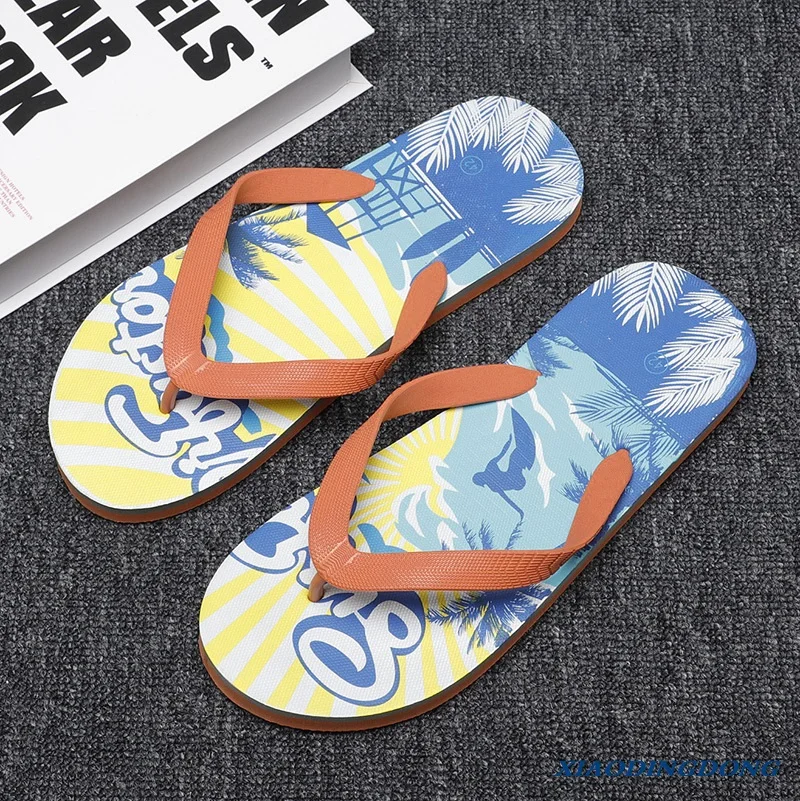 

New Men Beach Flip-flops Non-Slip Soft Fashion Male Slippers Summer Flat Mens Outdoor casual soft comfortable Anti-skid Slides