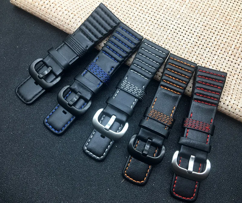 

28mm watchband for Seven Friday strap Italian Genuine Leather Black Red Blue Orange M/P/S Series Men Watch band buckle logo on