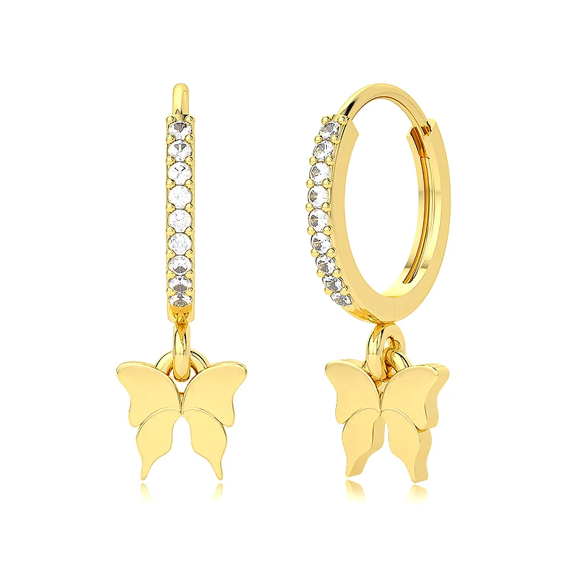 

S925 Silver Exquisite Butterfly Dance Earrings Zircon Simple Versatile Ladies Fashion Jewelry Trend Ins Same Earring Gift