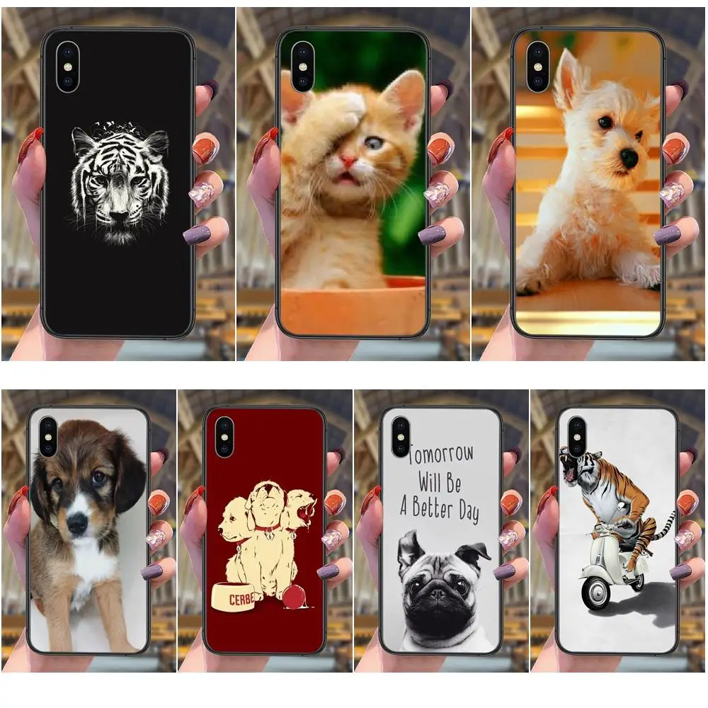 

For Apple IPhone 13 12 Mini 11 Pro XS MAX XR X 8 7 6S 6 Plus 5S SE Sexy Dog And Tiger Soft Mobile Phone Cover Skin