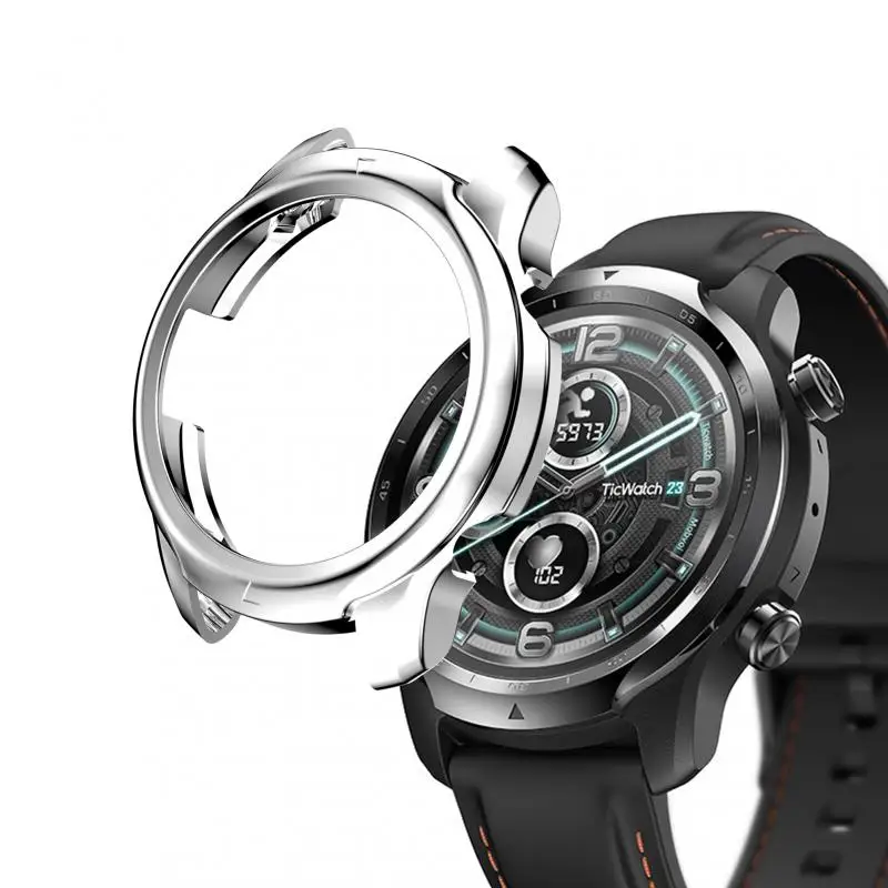 

Anti-Fall Watch Protective Case for Ticwatch Pro3 Smart Watch Electroplated Tpu Skeleton Case Smart Watch Protective Cover