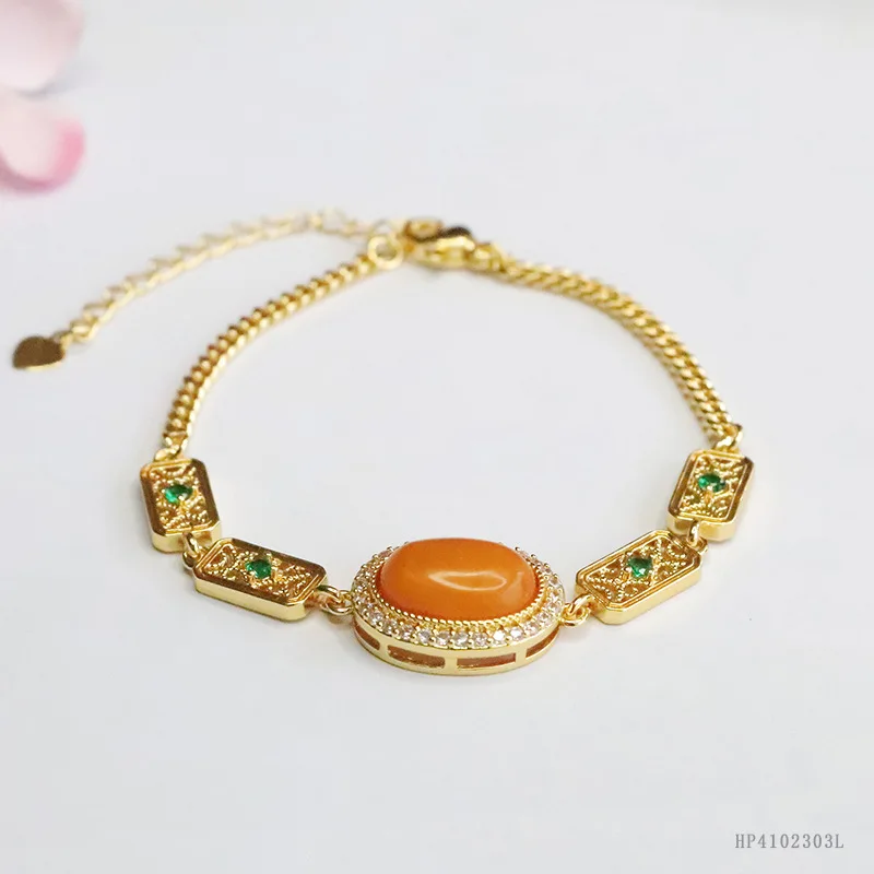 Браслет из натурального янтаря с медным пчелиным воском винтажные ювелирные