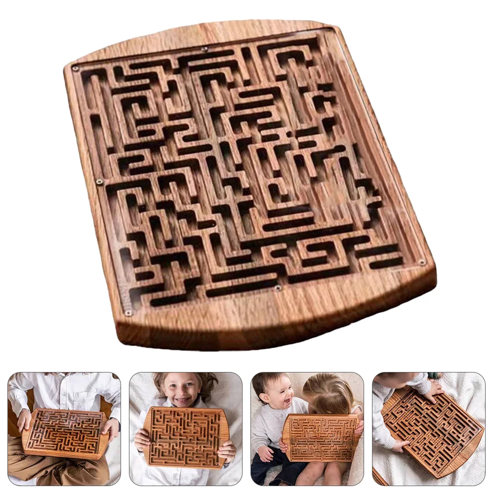 

Ball Maze Balance Toy Wooden Board Rolling Beads Early Educational Kids Playset