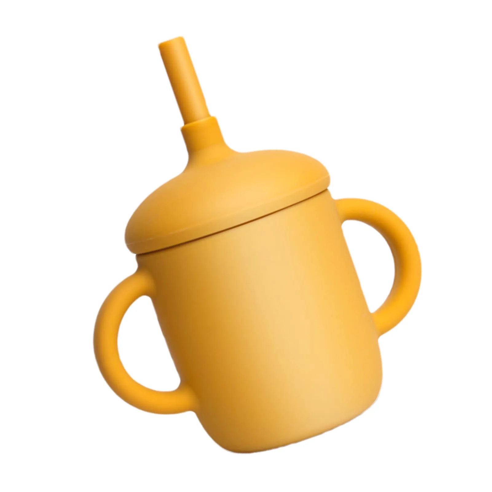 

Silicone Training Cup With Straw Lid Toddler Sippy Cup With 2 Handlers Unbreakable Water Drinking Cups Soft Training Cups For