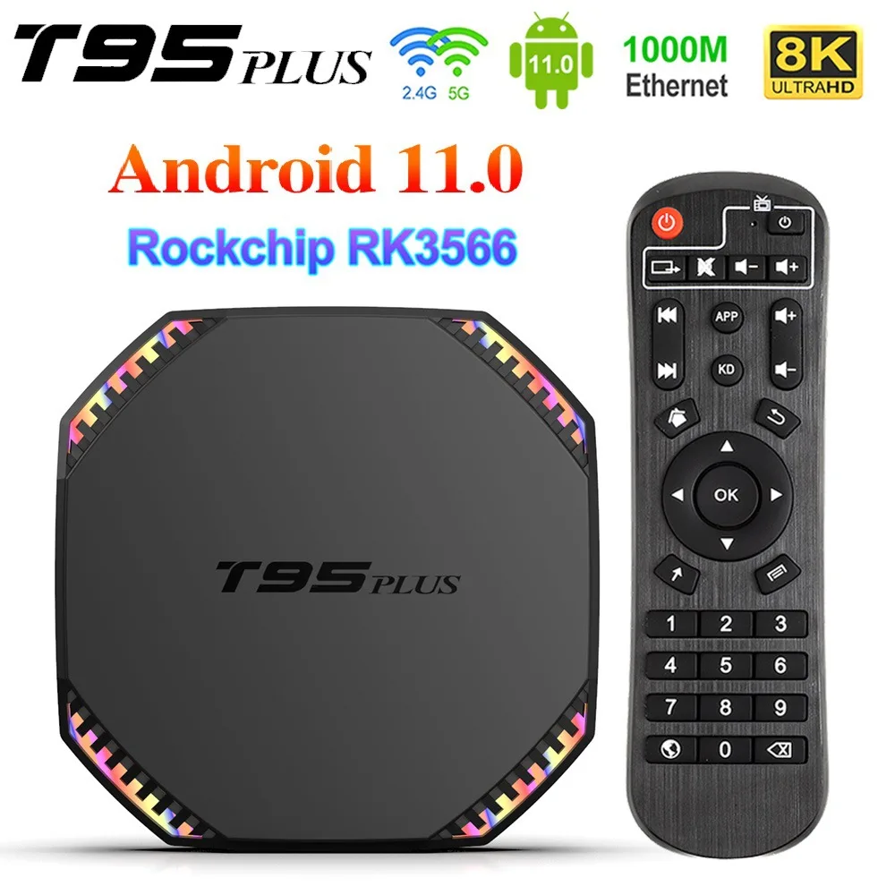 T95 plus tv box rk3566 Android 11 dual band WiFi Bluetooth network player TV receivers IPTV set top box 8K 5G WiFI BT stick