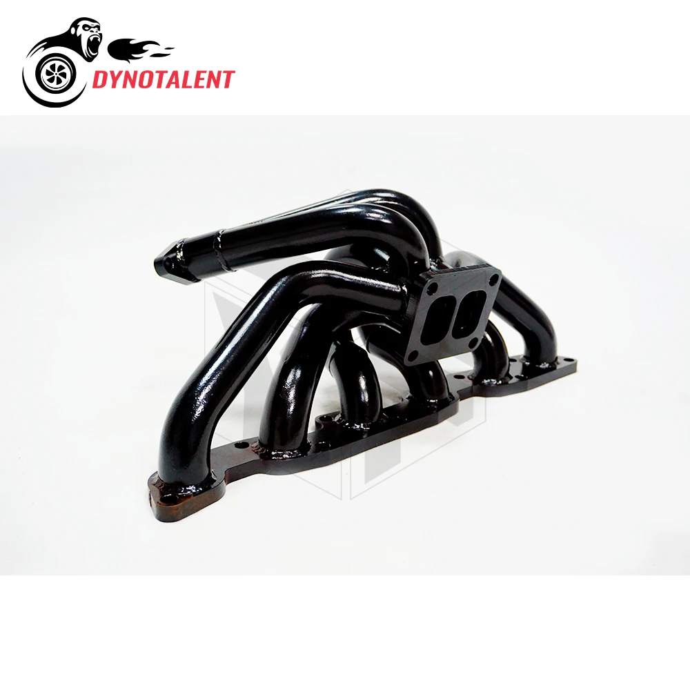 Фото Выпускной коллектор DYN RACING Top Mount T4 с фланцем 3 мм из мягкой стали с черным покрытием для Nissan Skyline GTR R32 R33 R34 RB26DETT №1