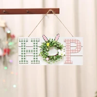 hop rabbit wooden simulation flower garland listing easter decoration pendant home decoration gift