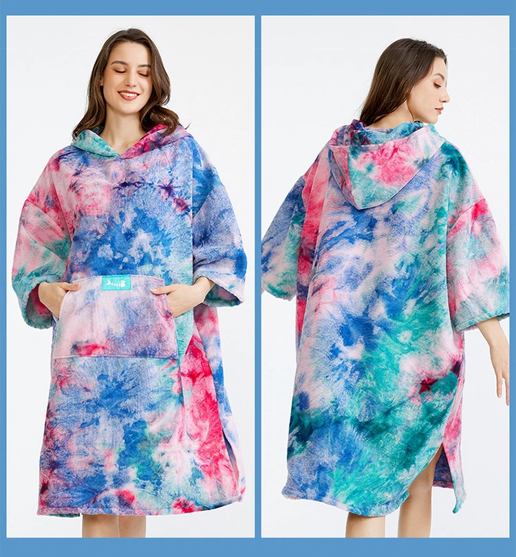

Microfiber Large Beach Towel Wetsuit Changing Robe Men Women Swimming Robe Hooded Bath Surf Quick Bathrobe Towels