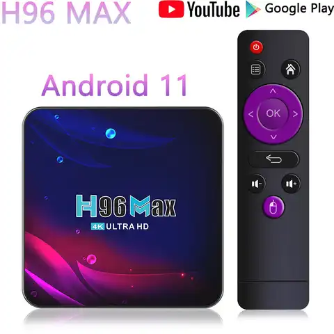 Приставка Смарт-ТВ H96 MAX, Android 11, 4K, HD, Youtube, Google Play, 2,4 ГГц