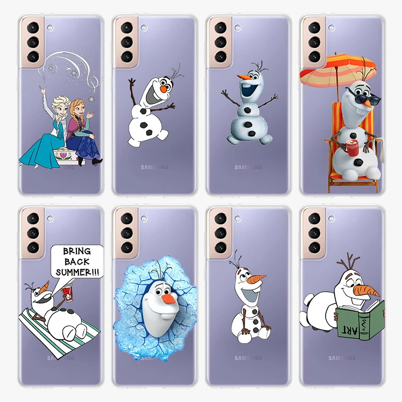 

Olaf Snowman Frozen Transparent Silicone Cover For Samsung Galaxy S22 Pro S21 S20 FE Ultra S10 S10E Lite S9 Plus Phone Case