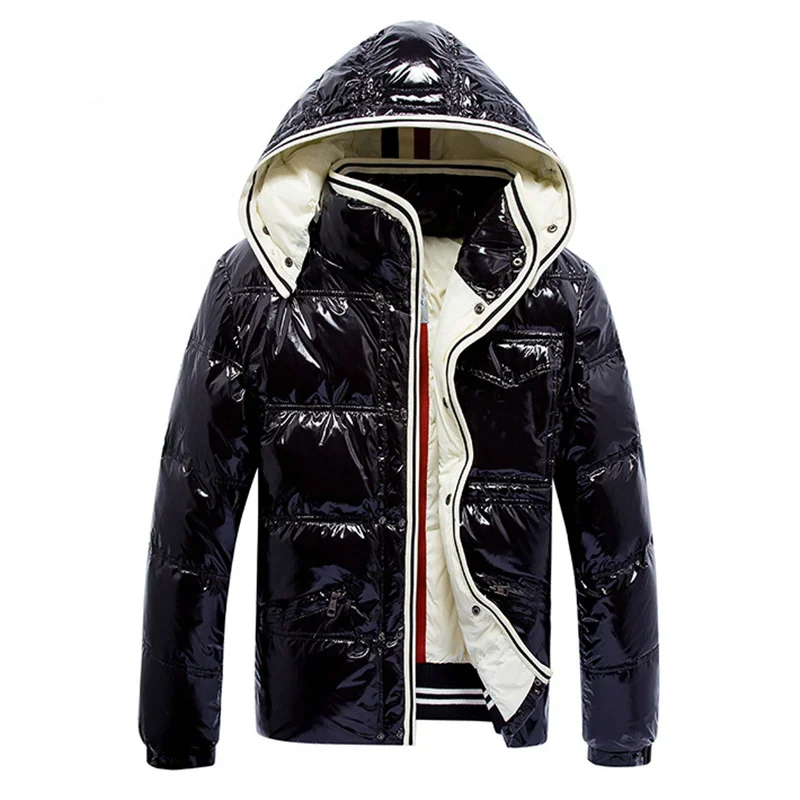 High quality luxury brand Forever Classic Fashion Hooded Detachable Hat Men's Winter Down Jacket Long Sleeve Keep Warm Shiny Fab
