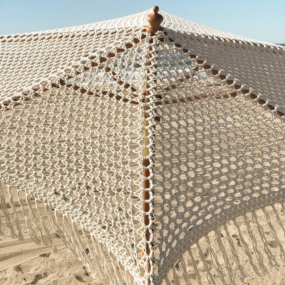 Омбреллон да Гиardino в макамеè ди lusso персонали Компания ombrellone da Spiaggia Boho in tela di legno con