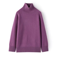 Hot Sale Women Sweater 100% Pure Cashmere Knitted Pullovers New Turtleneck Female Fashion Tops Knitwear Thicked Loose Jumper