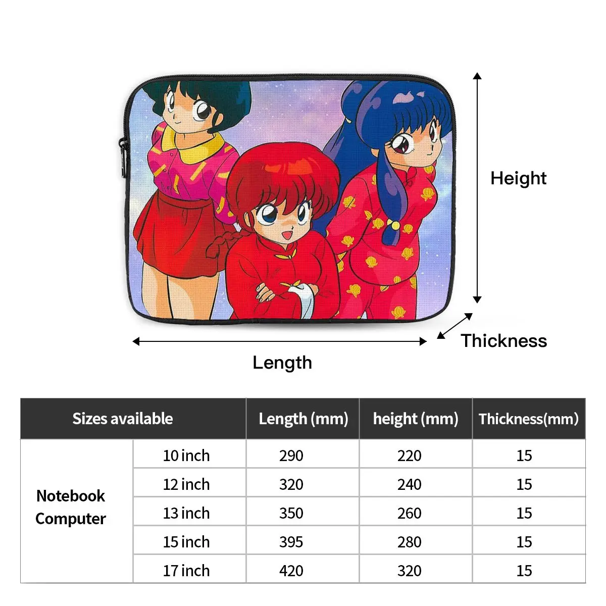 Ranma 1/2 Saotome Pig Girls Сумка для ноутбука 10 12 13 15 17 дюймов Чехол планшета Противоударный