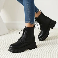 high heel platform woman boots 2022 luxury devil shoes bright surface punk gothic leisure lace up fashion low martin boots