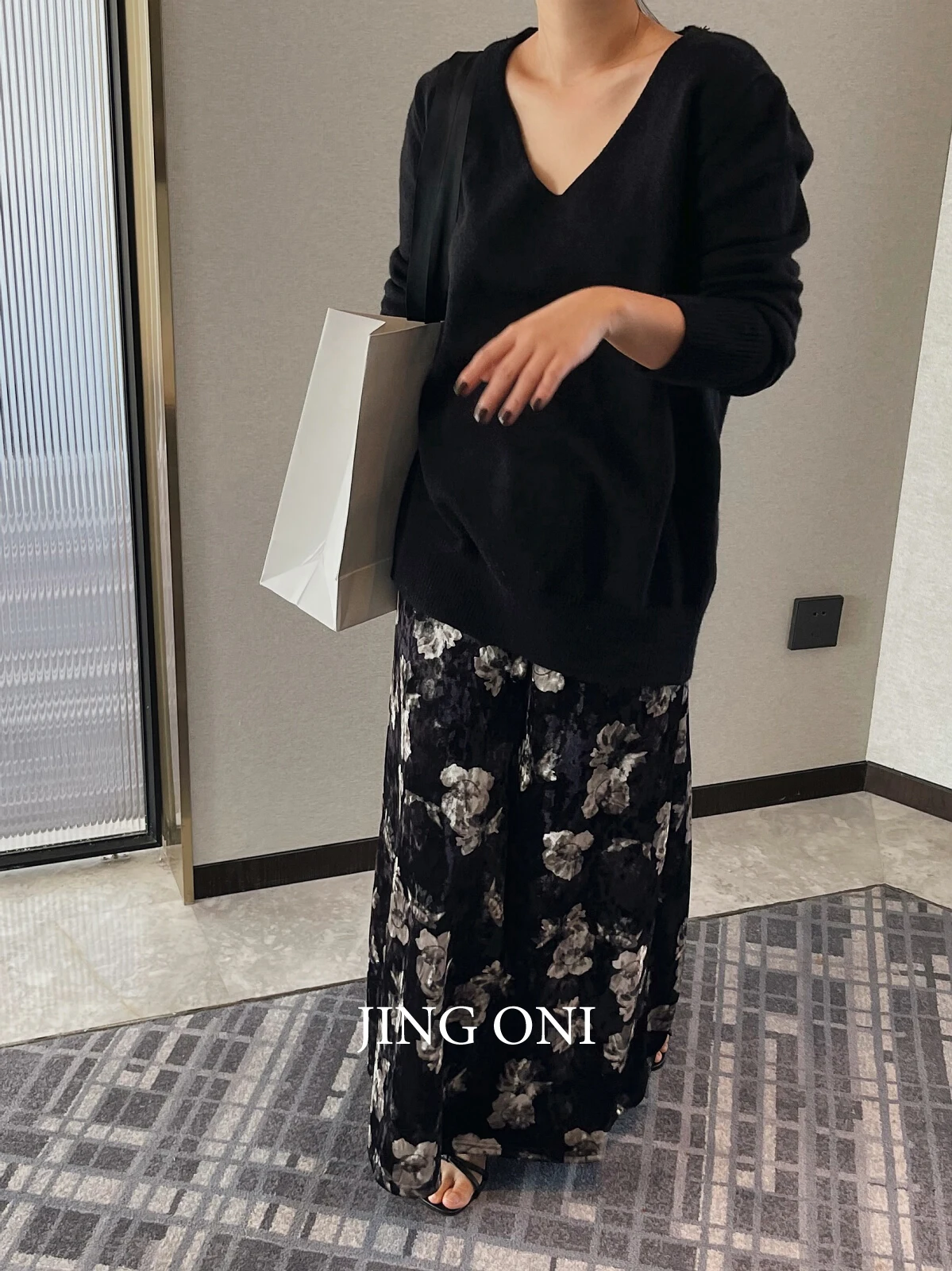 Женская бархатная юбка с цветочным принтом длинная юбка-клеш высокой талией в