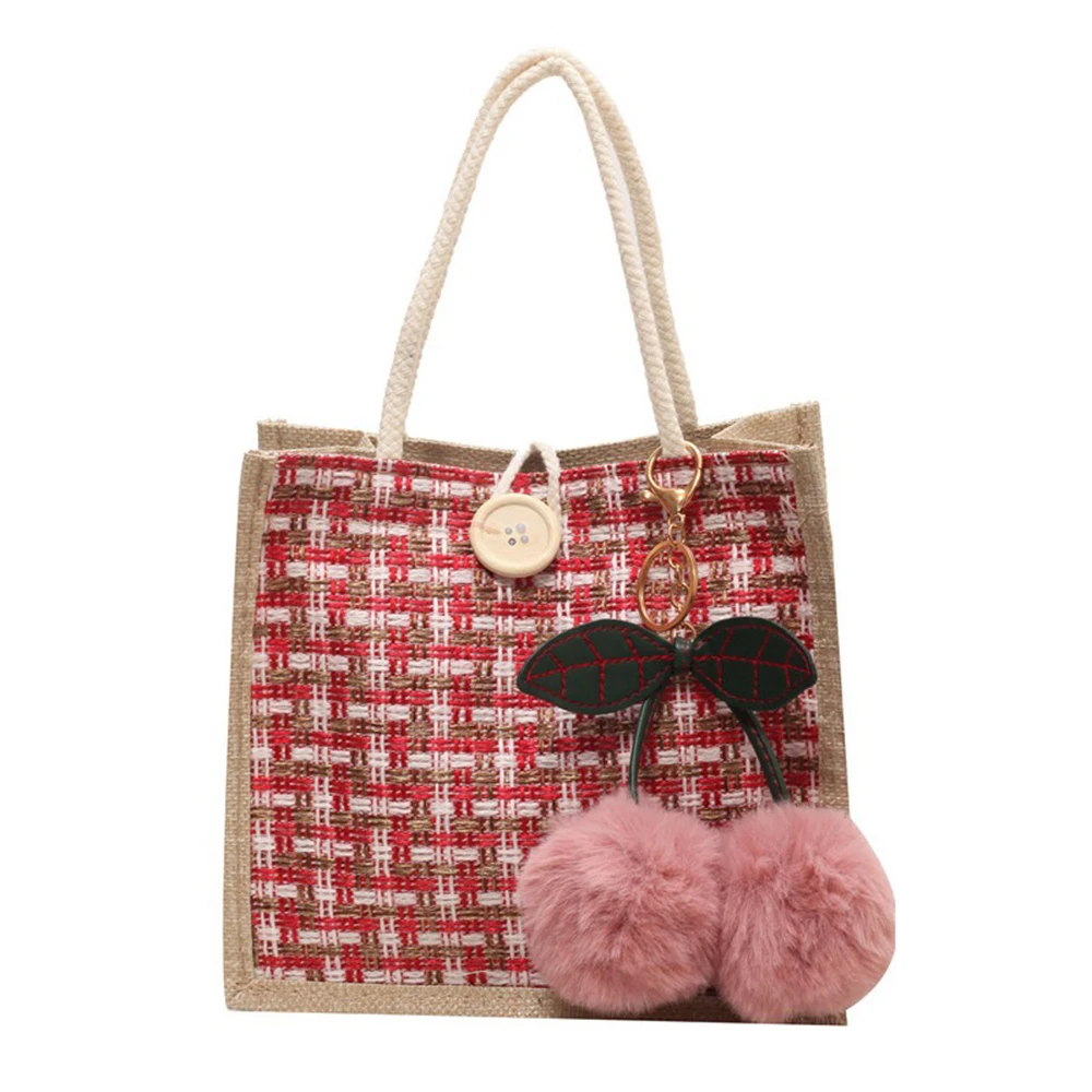 Сумка-тоут женская плетеная из джута саквояж большой вместимости в ретро-стиле