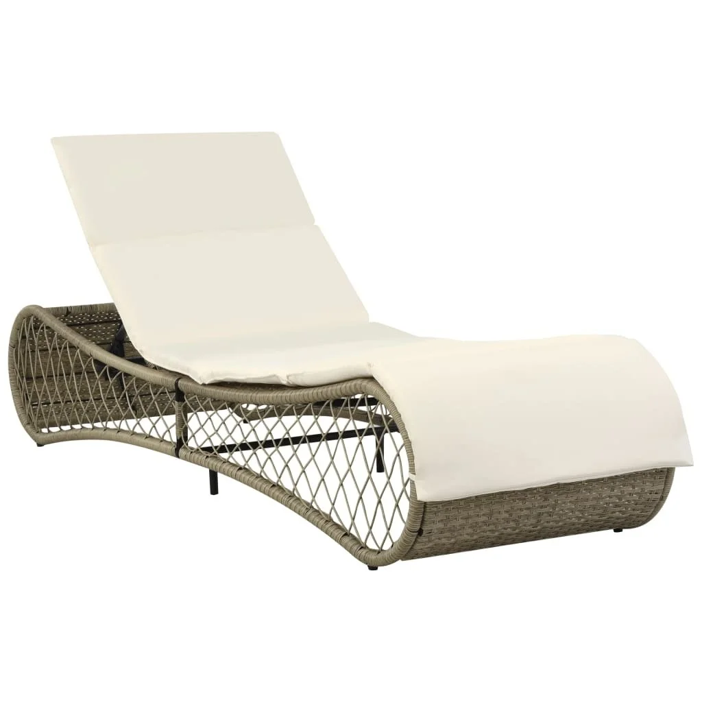 

Sun Lounger with Cushion Poly Rattan Gray