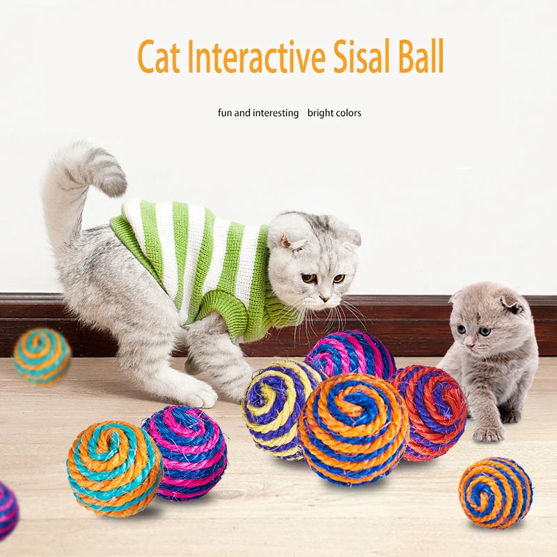 

6PCS Cat Toy Sword Hemp Ball Teasing Catwalk Catch Ball Two-color Relieve Boredom Gnaw Bite Pet Cute Toys Kitten Supplies