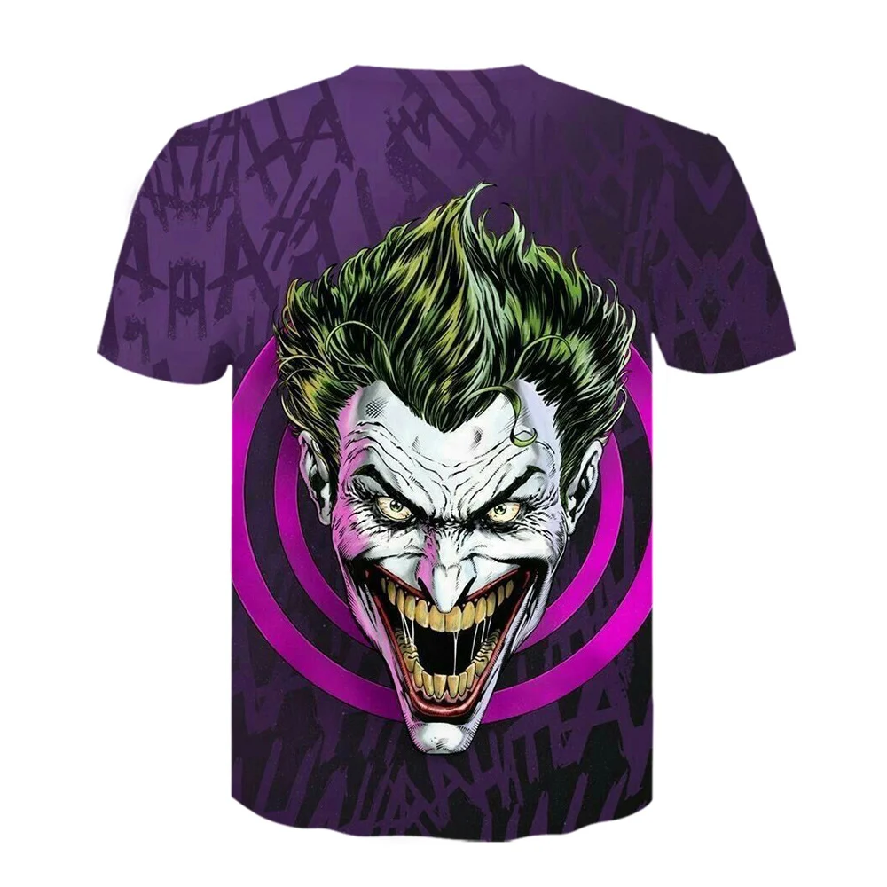 Летняя футболка с 3D-принтом клоуна Детская принтом лица Джокера для мальчиков
