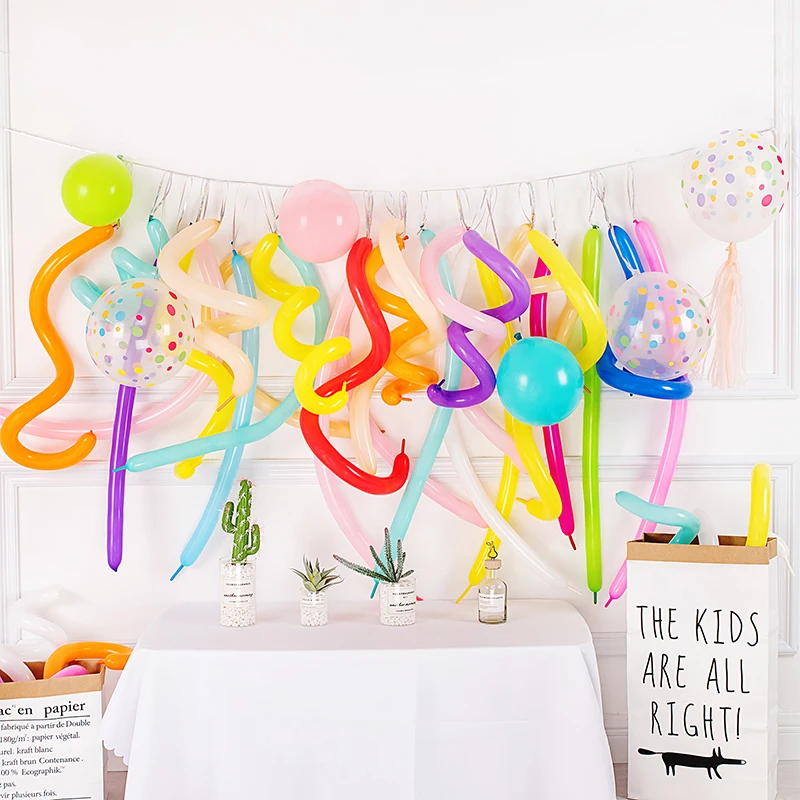 

30Pcs Colorful Long Magic Latex Balloons Set Blue Yellow Wall Decorations Ballon Kids INS Birthday Party Photo Props Background
