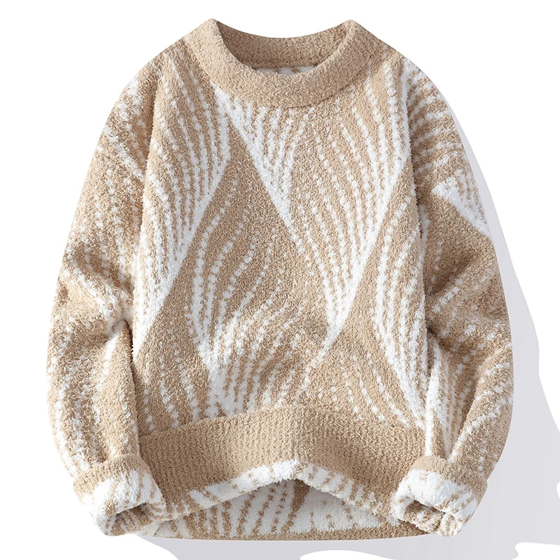 Мужские модные свитера в полоску 2024 осень/зима Свободная трикотажная одежда