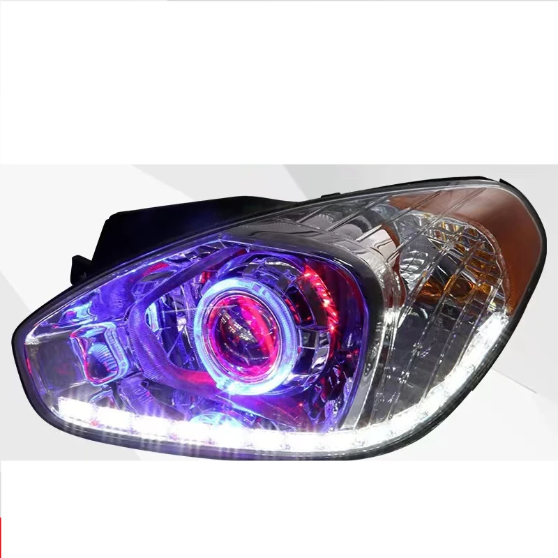 

For Hyundai Accent 2006-08 LED Headlight assembly DRL daytime running light lamp angel devil eye Xenon Car accessories