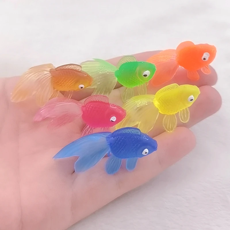10Pcs Colorful Simulation Goldfish Model Earrings Jewelry Making Soft Rubber Gold Fish Toy Plastic Gift Toys For Kids |
