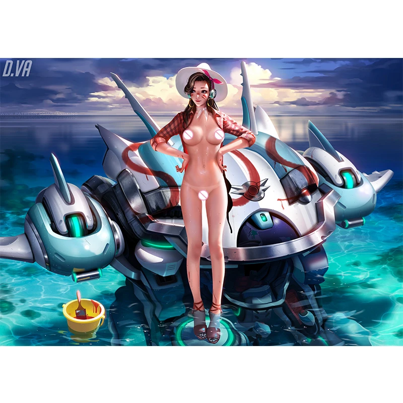

Custom Print Games Overwatch D.VA Nude Sexy Girl Art Posters Wall Art Canvas Painting for Living Room Home Decor Picture