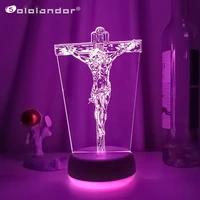 newest christian respect jesus shaped church decoratative 3d lighting cable gift led usb mood night light multicolor table lamp