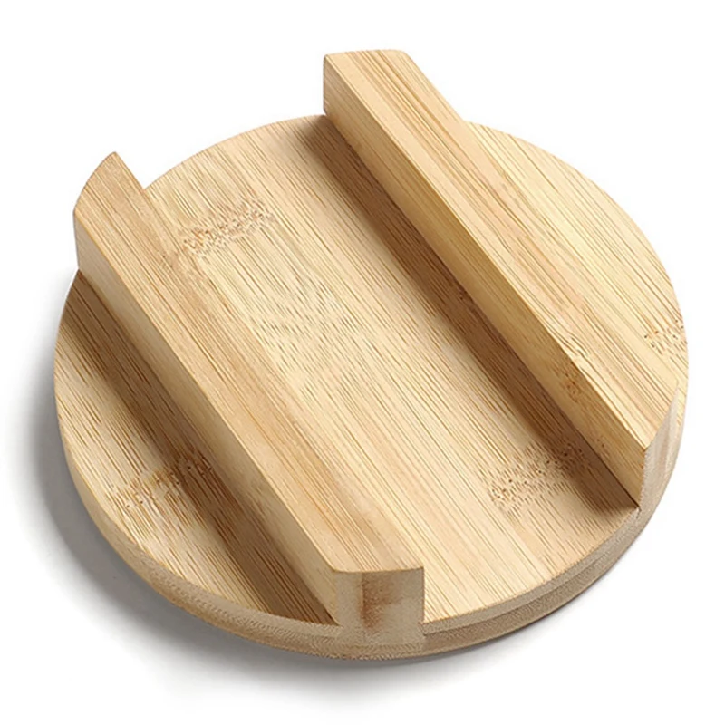 

NEW-Wooden Pot Lid Cover For Anti-Scalding Wok Lid Hypotenuse Iron Woodkid Iron Pan Lid Handmade Kitchen Utensil