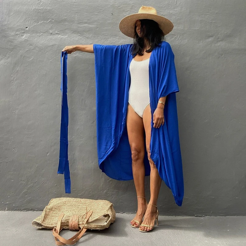 Пляжное кимоно для пляжа 2023 длинное платье макси хлопковая накидка на бикини
