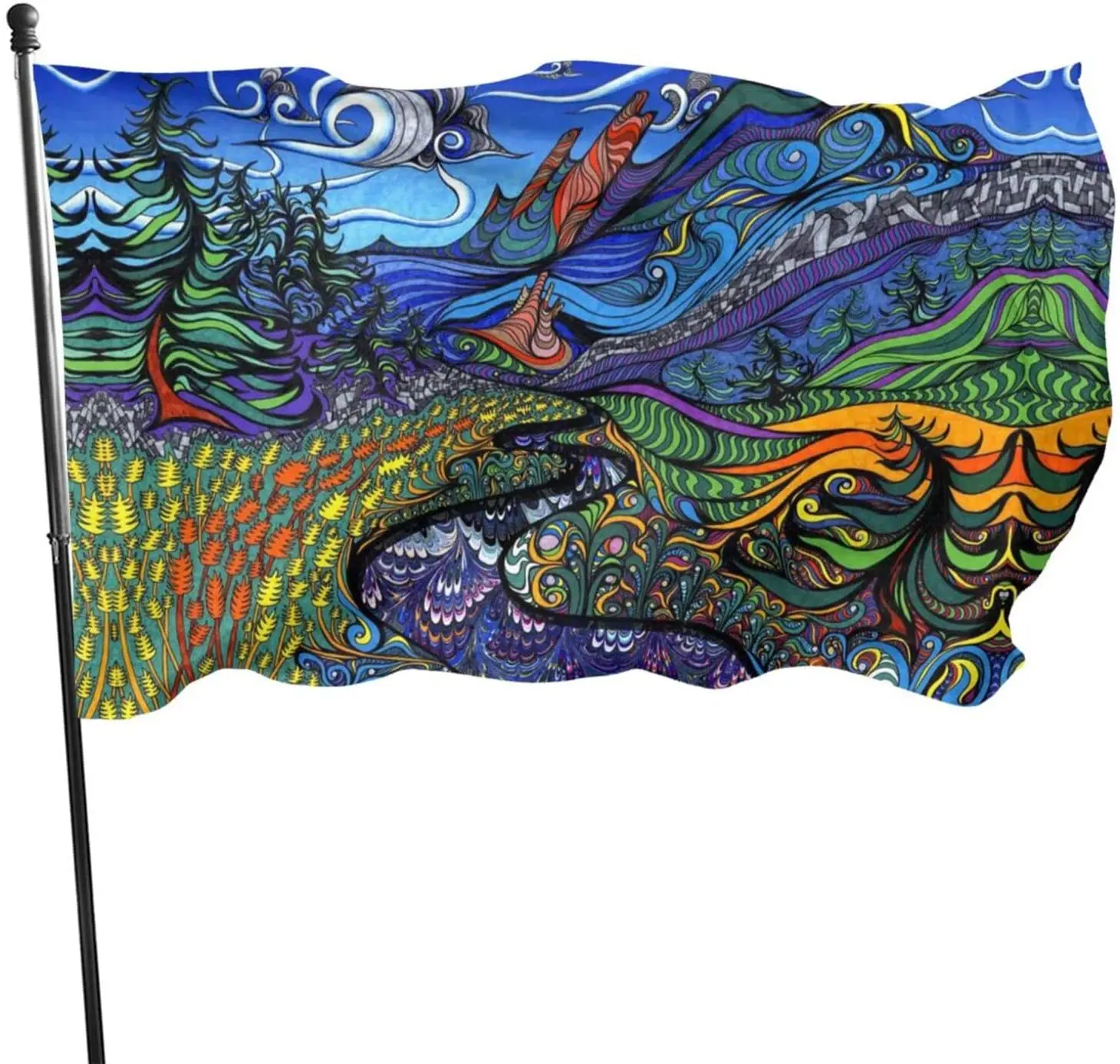 

Psychedelic Trippy Flag 3x5 FT Lightweight Outdoor Garden Decor Porch Flag Polyester Fade Resistant Banner with Brass Grommets