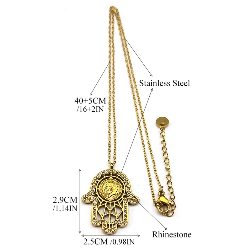 Ожерелье С Подвеской В Виде Руки Hamasa Fatima Унисекс Золотого Цвета Цепочка Из