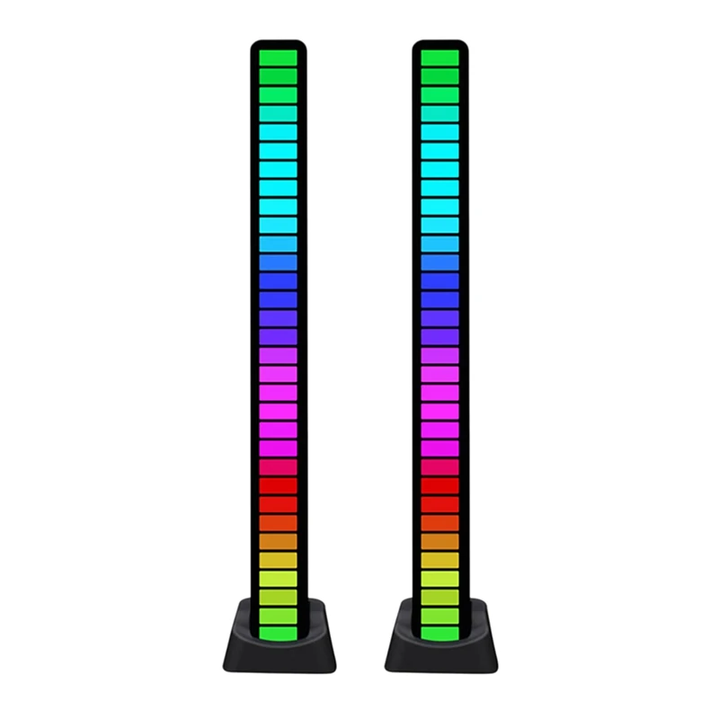 

2Pcs RGB Sound Control Light USB Voice Atmosphere Light with 8 Modes Music Sync 32-Bit Audio Spectrum Light