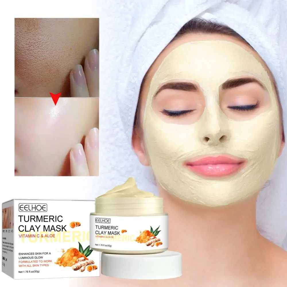 

50g Tumeric Mud Mask Anti Acne Blackheads Facial Deep Cleansing Clay Mask Brighten Tone Turmeric Face Mask Mud Skin Care