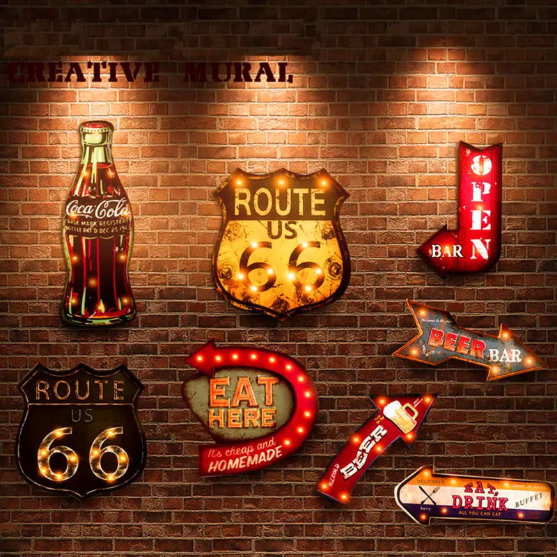 

20 Styles Vintage LED Light Neon Signs Decorative Painting for Pub Bar Restaurant Cafe Advertising Signage Hanging Metal Signs