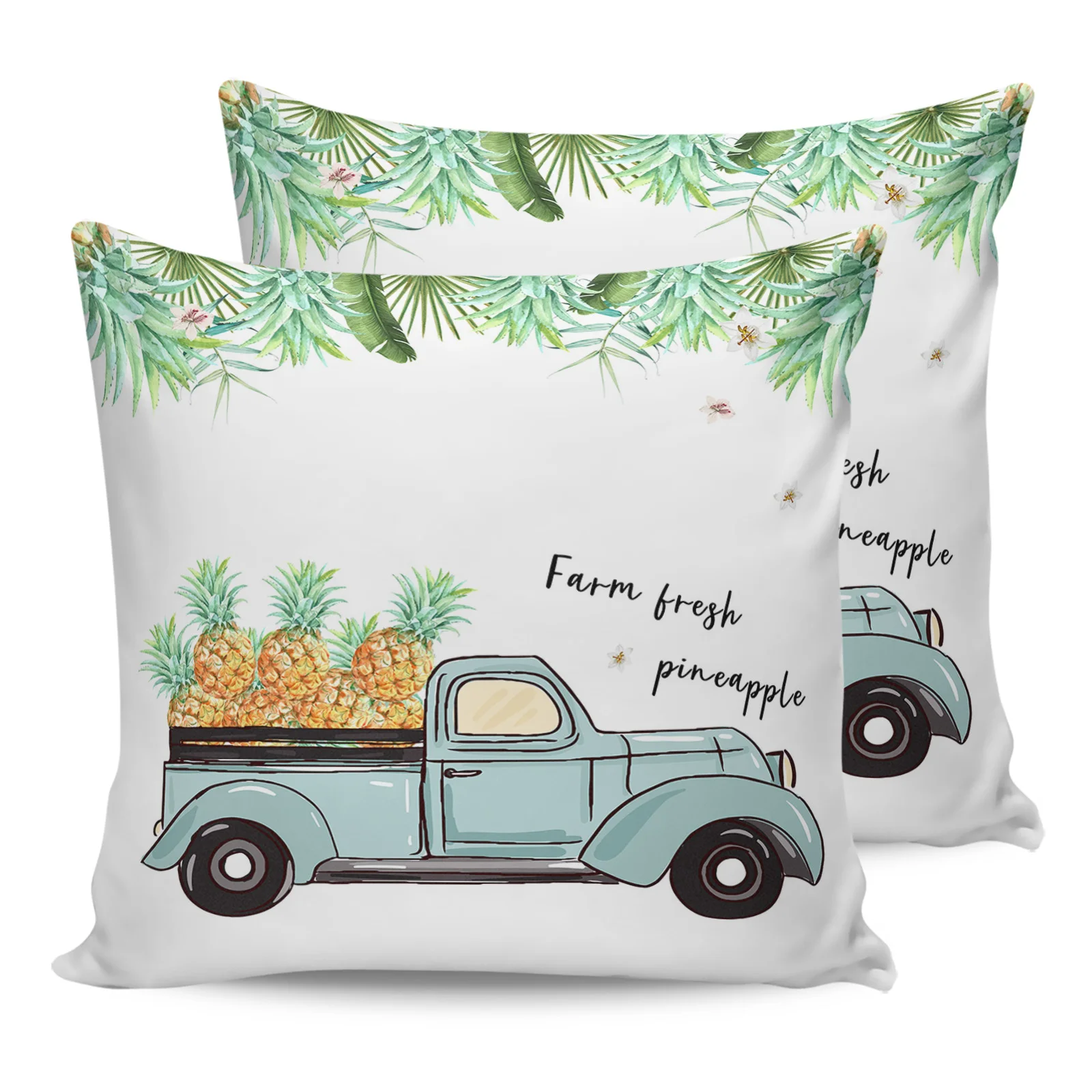 

2PC Pillowcase Pineapple Truck Tropical Plant Sofa Cushion Cover Bed Dakimakura Pillow Cover House Home Decorative Pillow Cases