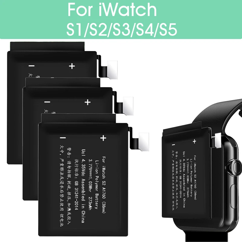 

Replacement Battery For iWatch Series 1 2 3 4 5 A1579 A1760 38mm 42mm Real Capacity Bateria for Apple Watch S1/2/3/4/5 battery