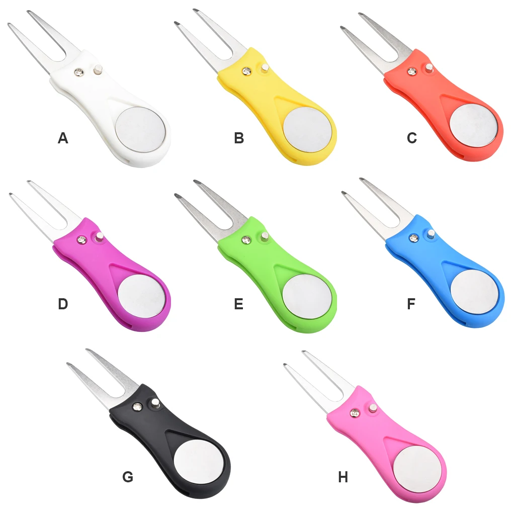 

Инструмент для ремонта газона для гольфа из нержавеющей стали складной пружинный маркер с полиуретановым покрытием для мячей трава подвиж...